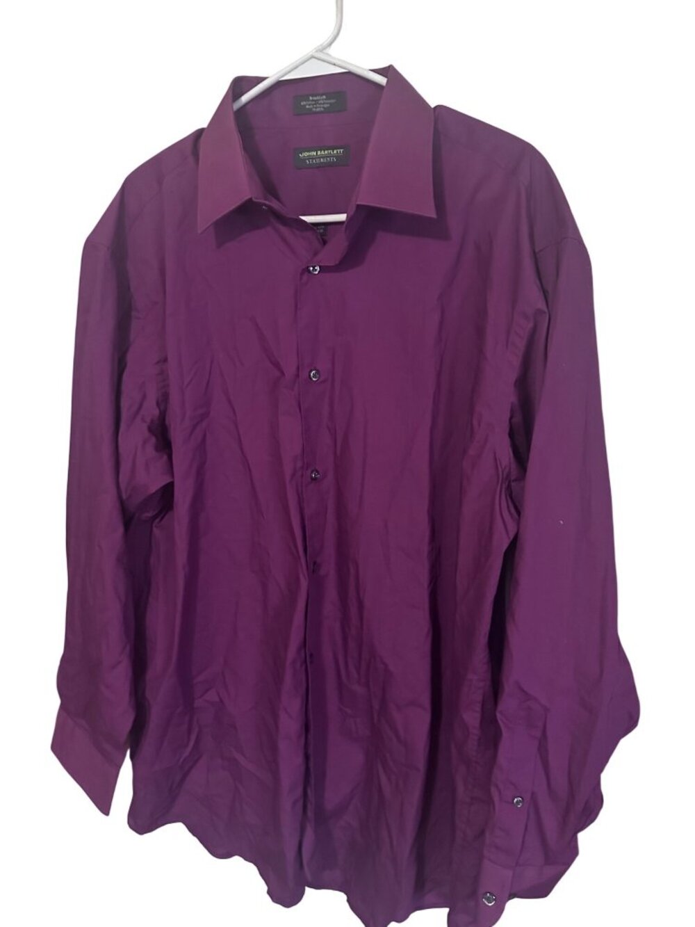 John Bartlett Statements broad cloth purple shirt size 17-17 1/ 2 XL